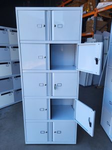 White Locker Office Cabinet - 10 Door Lockable Blum Soft Close Staff Gym Storage