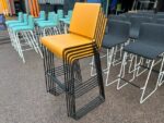 Stackable Bar Stools Upholstered Mustard Yellow Seat, Black Frame - Set of 5 - Image 30