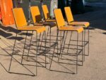 Stackable Bar Stools Upholstered Mustard Yellow Seat, Black Frame - Set of 5 - Image 33