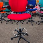 Humanscale Freedom Draughtsman Chair Tall Ergonomic Drafting Stool - Red