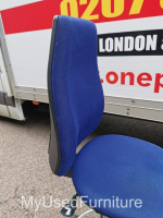 Used Draughtsman Chair High Ergonomic Back w/ Adjustable Foot Ring - Blue - Image 7