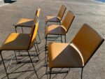 Stackable Bar Stools Upholstered Mustard Yellow Seat, Black Frame - Set of 5 - Image 38