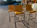 Stackable Bar Stools Upholstered Mustard Yellow Seat, Black Frame - Set of 5 - Image 41