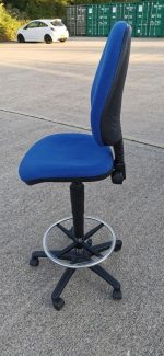 Used Draughtsman Ergonomic Chair High Back With Foot Ring and Castors - Blue - Image 4