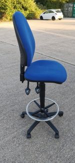 Used Draughtsman Ergonomic Chair High Back With Foot Ring and Castors - Blue - Image 10