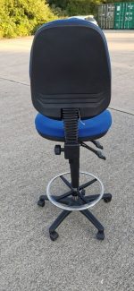 Used Draughtsman Ergonomic Chair High Back With Foot Ring and Castors - Blue - Image 12