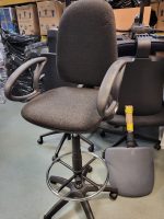 Draughtsman Chair High Back Ergonomic With Adjustable Foot Ring - Dark Grey
