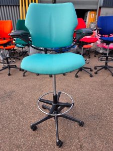 Jade Freedom drafting stool with chrome foot ring refurbished