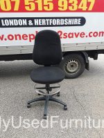 Draughtsman Ergonomic Office Chair High Back With Adjustable Foot Ring - Black - Image 16