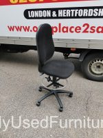 Draughtsman Ergonomic Office Chair High Back With Adjustable Foot Ring - Black - Image 17