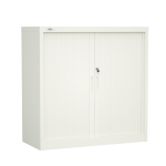 OHX Sliding Door Office Tambour - Lockable White Cabinet w/ Adjustable Shelves - Image 3
