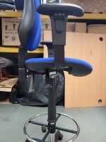 Draughtsman Chair Height Adjustable Office High Stool with Foot Ring - Blue - Image 7