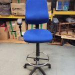 Draughtsman Office Chair High Back Ergonomic With Adjustable Foot Ring - Blue