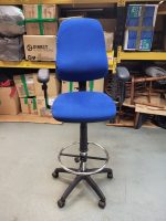 Draughtsman Office Chair High Back Ergonomic With Adjustable Foot Ring - Blue