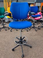 Humanscale Freedom Draughtsman Chair Tall Ergonomic Drafting Stool - Blue
