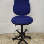 Draughtsman Ergonomic Office Chair High Back w/ Castors and Foot Ring - Blue