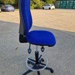 Draughtsman Ergonomic Used Chair High Back With Adjustable Foot Ring - Blue