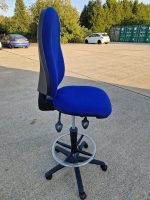 Draughtsman Ergonomic Used Chair High Back With Adjustable Foot Ring - Blue