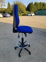 Draughtsman Ergonomic Used Chair High Back With Adjustable Foot Ring - Blue - Image 4