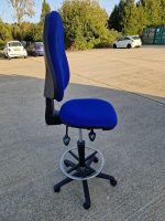 Draughtsman Ergonomic Used Chair High Back With Adjustable Foot Ring - Blue - Image 10