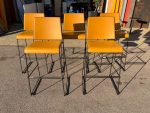 Stackable Bar Stools Upholstered Mustard Yellow Seat, Black Frame - Set of 5 - Image 2