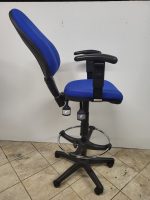 Blue Draughtsman Chair High Back Ergonomic With Adjustable Foot Ring - Office - Image 2