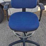 Draughtsman Chair Office Ergonomic High Back With Adjustable Foot Ring - Blue