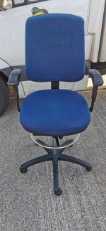 Draughtsman Chair Office Ergonomic High Back With Adjustable Foot Ring - Blue