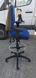 Draughtsman Chair Office Ergonomic High Back With Adjustable Foot Ring - Blue - Image 4