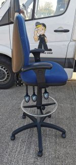 Draughtsman Chair Office Ergonomic High Back With Adjustable Foot Ring - Blue - Image 5