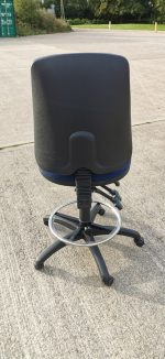 Draughtsman Ergonomic Office Chair High Back With Foot Ring - Upholstered Blue - Image 4