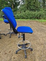 Draughtsman Office Blue Chair Height Adjustable High Stool with Foot Ring - Image 2