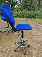 Draughtsman Office Blue Chair Height Adjustable High Stool with Foot Ring - Image 8