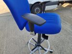 Used Blue Draughtsman Chair High Back Ergonomic w/ Adjustable Height, Foot Ring - Image 8