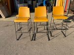 Stackable Bar Stools Upholstered Mustard Yellow Seat, Black Frame - Set of 5 - Image 16