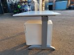 White Rectangular Office Desk With Lockable Mobile Pedestal Cabinet - 140cm - Image 9