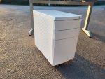 White Rectangular Office Desk With Lockable Mobile Pedestal Cabinet - 140cm - Image 14