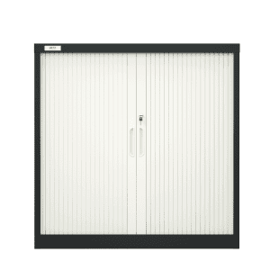 OHX Sliding Door Office Tambour - Lockable Storage Cabinet w/ Adjustable Shelves