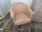 Used Leather Tub Chair Polished Aluminium Frame Modern Reception/Accent Seating