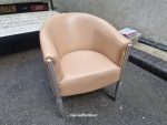 Used Leather Tub Chair Polished Aluminium Frame Modern Reception/Accent Seating - Image 4