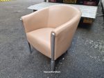 Used Leather Tub Chair Polished Aluminium Frame Modern Reception/Accent Seating - Image 5