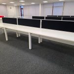 White Office Desks Back-to-Back with Screens & Free Pedestals - Set of 6