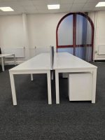 White Office Desks Back-to-Back with Screens & Free Pedestals - Set of 6 - Image 3
