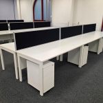 Freestanding White Office Desk with Free Lockable Mobile Pedestals - 160x80cm