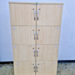 Wooden Locker Office Cabinet - 8 Door Maple Lockable Staff Office Laptop Storage