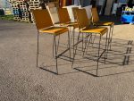 Stackable Bar Stools Upholstered Mustard Yellow Seat, Black Frame - Set of 5 - Image 27