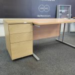 Wooden Office Desk Beech Effect with Lockable Pedestal Cabinet – 120cm Wide