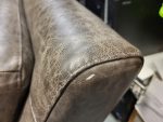 Vintage Brown Leather 3 Seater Sofa – Art Deco Reception Lounge Seating - Image 7
