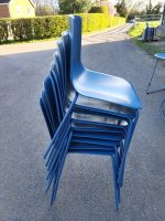 Used Frederica Pato Chair - Set of 9  Stackable Office / Lounge Blue Chairs - Image 12