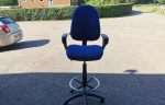 Used Draughtsman Blue Chair Height Adjustable Office High Stool with Foot Ring - Image 2